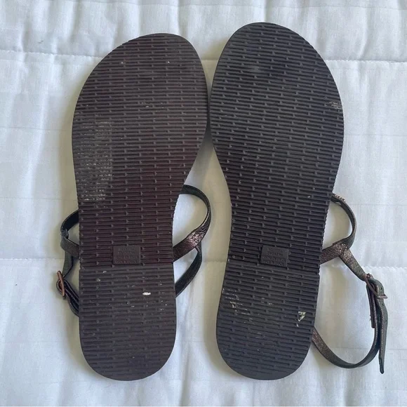 EUC Havaianas Womens metallic leather ankle strap sandals Sz 6 or EU 37/38 - Picture 6 of 10